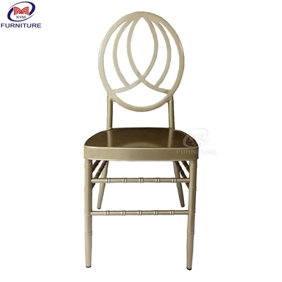 Yuvarlak Çiçek Tomurcukları Sırt Yastığı Düğün Chiavari Sandalye Şampanya Altın Alüminyum Metal Bambu Sandalye